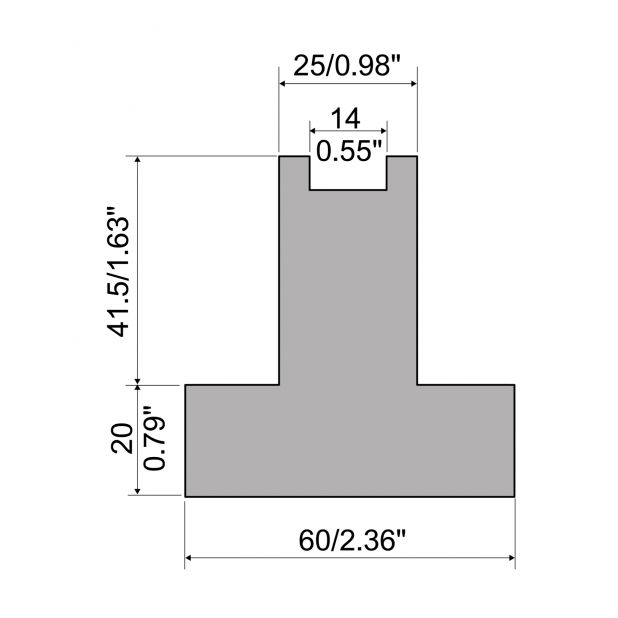 Holder for self centering 1-V die R1 with height 61,5mm, Material=C45, Max. load=950kN/m.