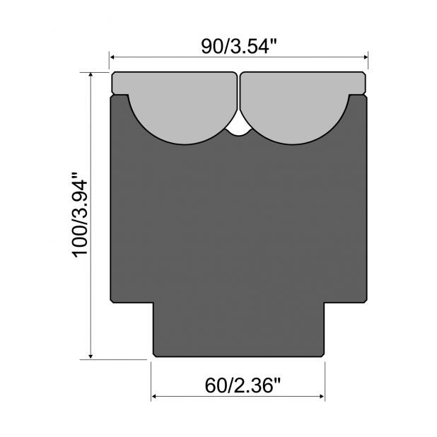 Rolla-V die RVP series in 42 Cr. max.load 2500 kN/m. min. angle 47°