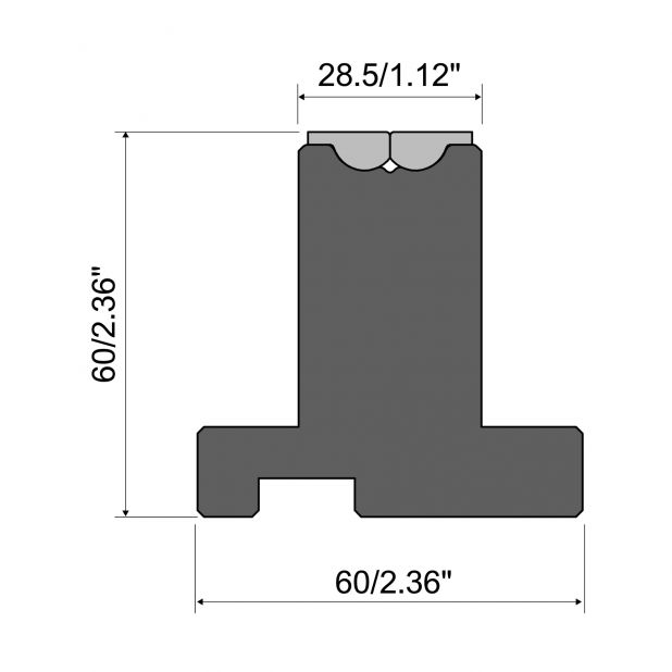 Rolla-v die RVP series in 42 Cr. max. Load 1000 kN/m. Min. Angle 35°.