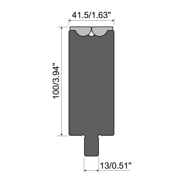 Rolla-V die RVT series in 42 Cr. max.load 1500 kN/m. min. angle 47°