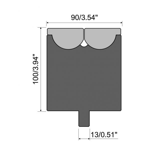 Rolla-V die RVT series in 42 Cr. max.load 2500 kN/m. min. angle 47°