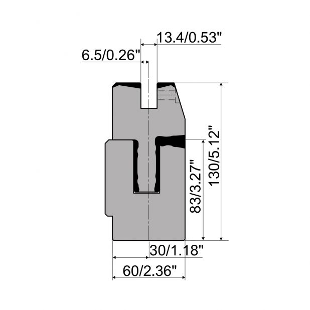 Pneumatic Hemming die R1 European type with total height=130mm, Material=42cr, Max. load=500kN/m.