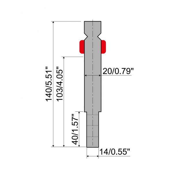 Hemming tools R2 type with Working height=103mm, Material=C45, Max. load=800kN/m. To use with E30.20, C13.08-